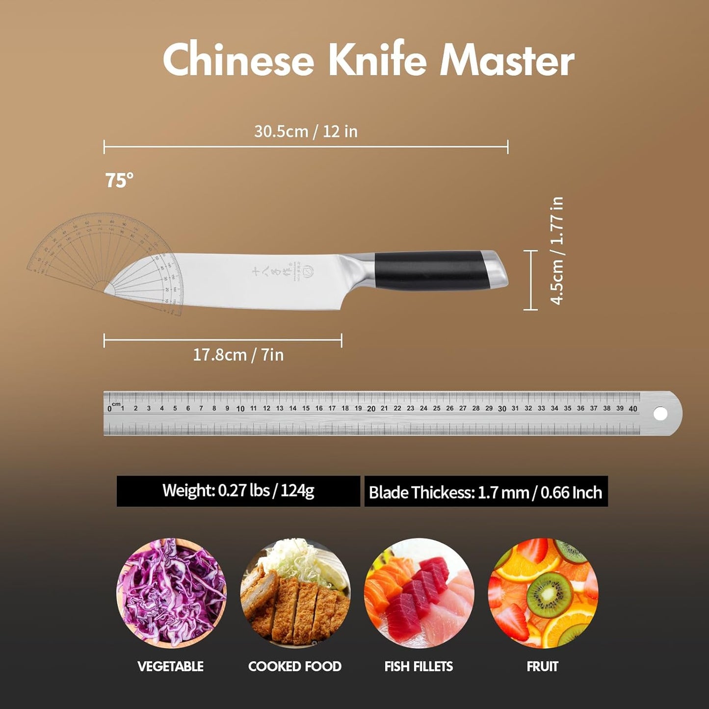 SHI BA ZI ZUO 2 Pieces Professional Kitchen Knife Set,Meat Cleaver Knife Bone Chopper Chef Knife with Ergonomic Handle