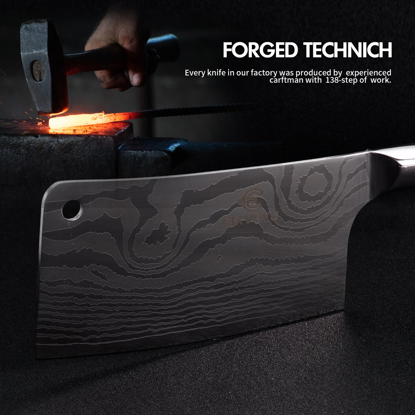 Kitchen knife set, butcher knife, chef's knife, and fruit knife 3-piece set, professional kitchen knife, Damascus pattern vegetable knife, meat knife, paring knife, wooden handle, gift box