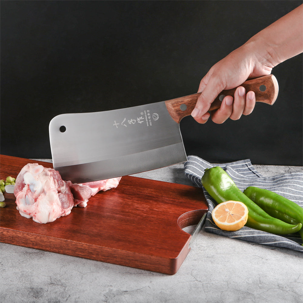 SHI BA ZI ZUO Cuchillo de carnicero resistente para cortar huesos, cuchillo de cocina resistente
