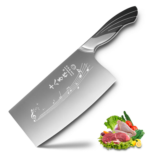 SHI BA ZI ZUO Cuchillo de Cocina Chino de 7 Pulgadas Cuchillo Verdurero Profesional Cuchillo de Chef con Mango de Acero Fundido Full Tang de Acero Inoxidable