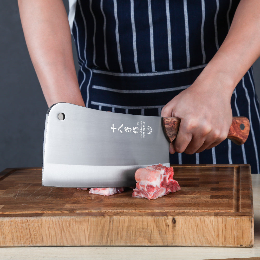 SHI BA ZI ZUO Cuchillo de carnicero resistente para cortar huesos, cuchillo de cocina resistente
