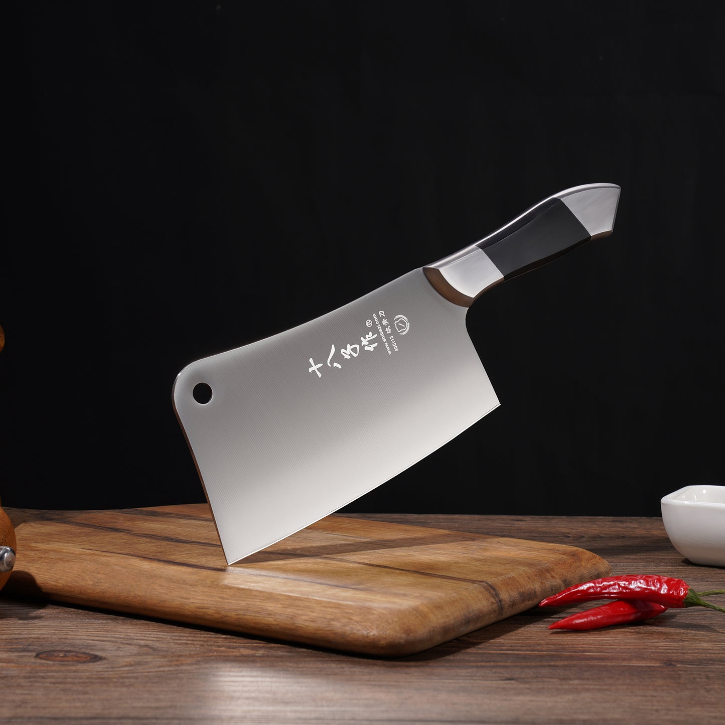 SHI BA ZI ZUO Cuchillo de carnicero de acero inoxidable de alta resistencia, cuchillo chino de hoja Tang completa para cortar huesos y carnes