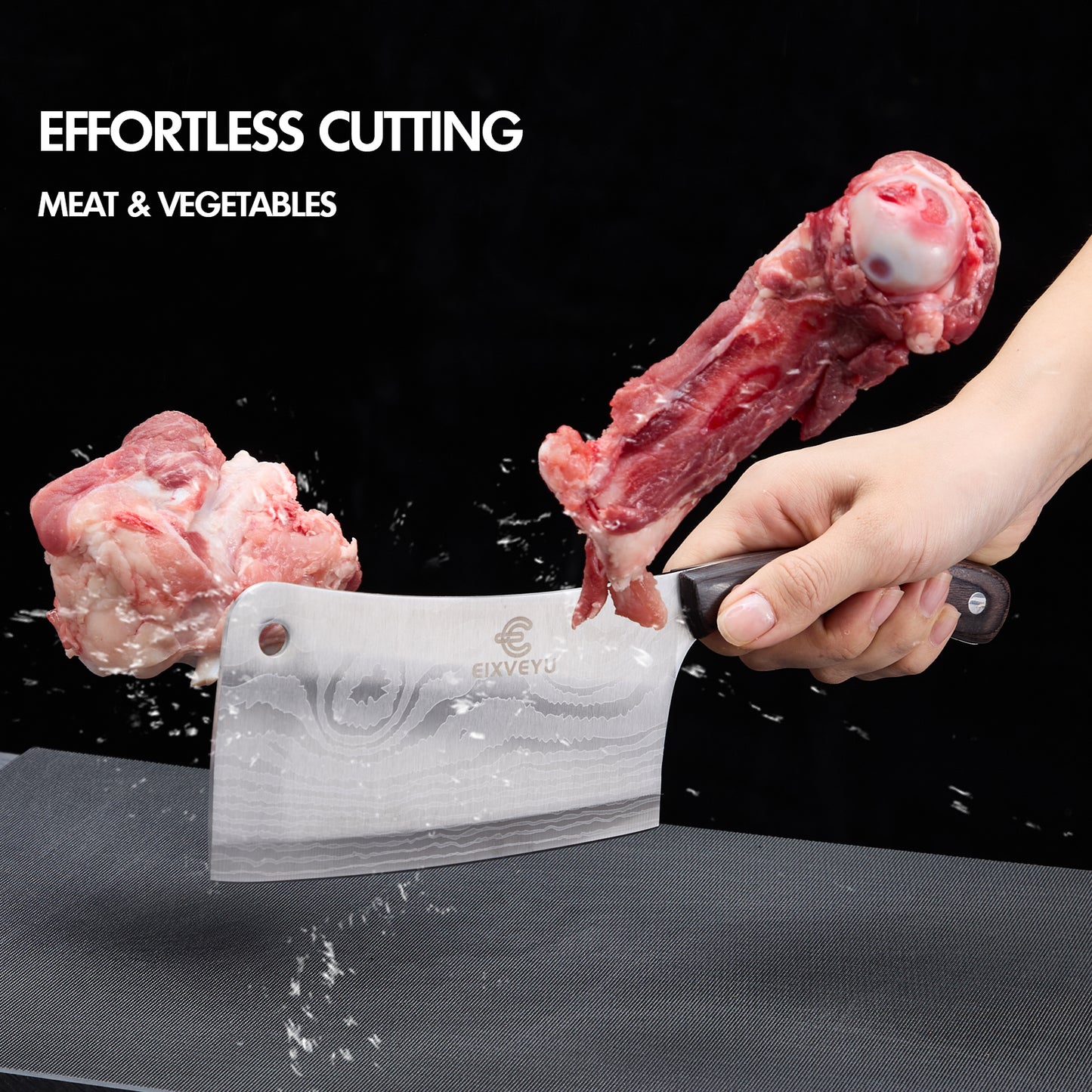 Kitchen knife set, butcher knife and fruit knife 2-piece set, professional chef's knife, kitchen knife, cleaver, Damascus pattern vegetable knife, paring knife, wooden handle, gift box