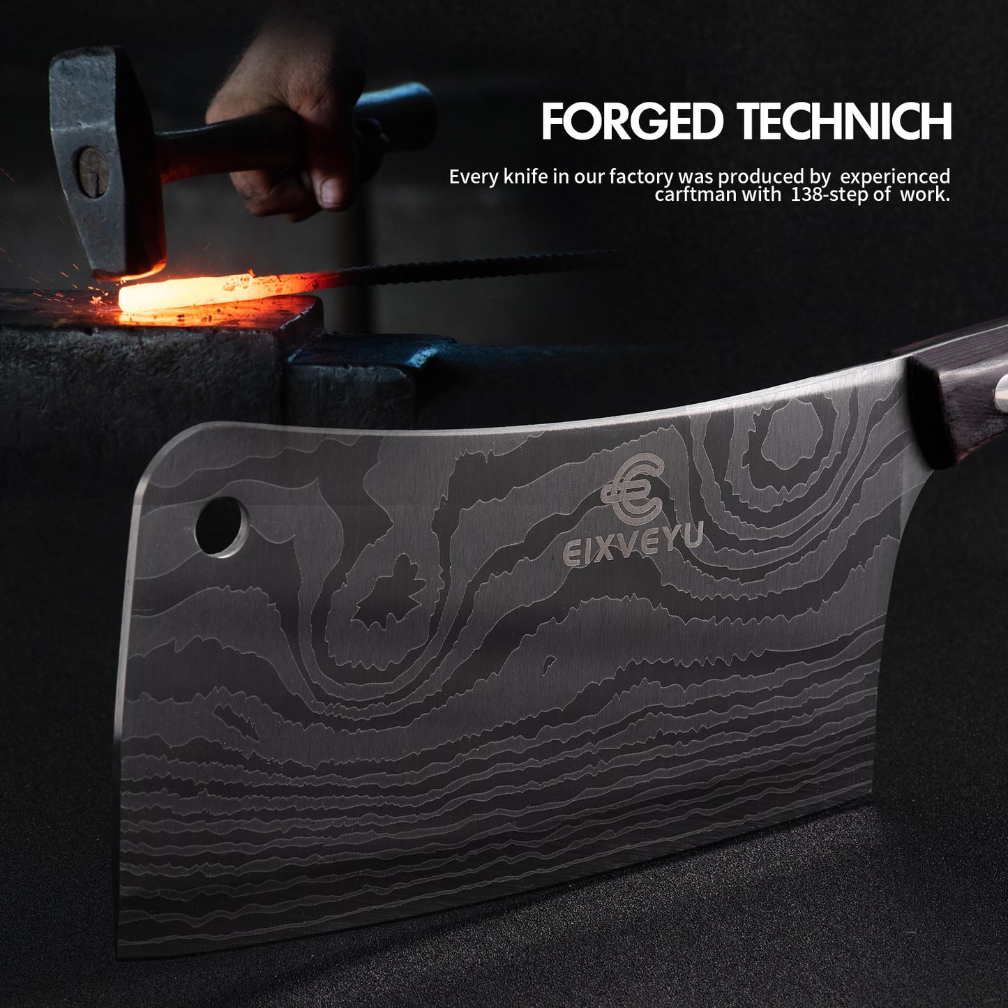 Kitchen knife set, butcher knife and fruit knife 2-piece set, professional chef's knife, kitchen knife, cleaver, Damascus pattern vegetable knife, paring knife, wooden handle, gift box