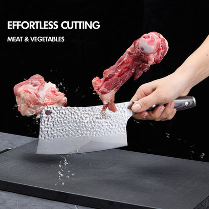 Kitchen knife set, butcher knife, chef's knife, and fruit knife 3-piece set, professional kitchen knife, forged vegetable knife, meat knife, paring knife, wooden handle, gift box