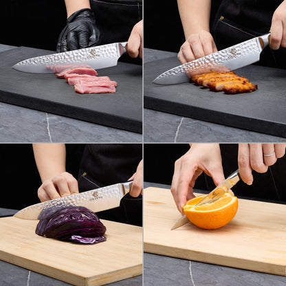 Chef's knife and fruit knife 2-piece set, kitchen knife set, professional chef's knife kitchen knife, forged vegetable knife meat knife paring knife, wooden handle, gift box