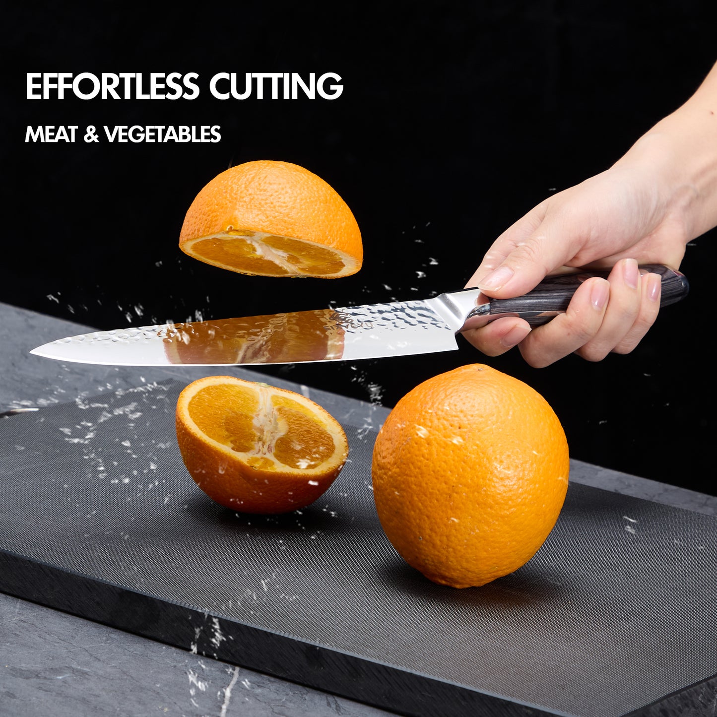 Chef's knife and fruit knife 2-piece set, kitchen knife set, professional chef's knife kitchen knife, forged vegetable knife meat knife paring knife, wooden handle, gift box