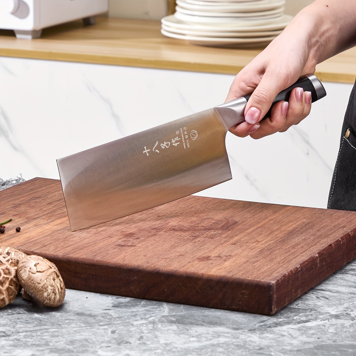 SHI BA ZI ZUO 18cm Chinese chef's knife, chef's knife, thin and light kitchen knife, stainless steel vegetable knife, vegetables and chopping small bones