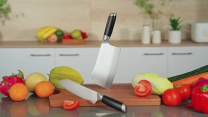 SHI BA ZI ZUO 2 Pieces Professional Kitchen Knife Set,Meat Cleaver Knife Bone Chopper Chef Knife with Ergonomic Handle
