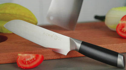 SHI BA ZI ZUO Santoku knife 18 cm chef's knife Sharp kitchen knife made of 40Cr13MoV stainless steel with ergonomic handle